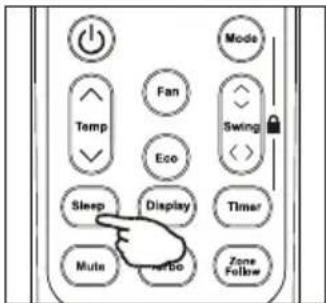 Mode Fan Temp Eco Swing Sleep Display Timer Mute Turbo Zone Follow