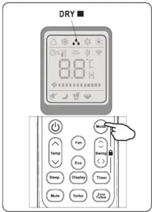 DRY 8.0°C Mode Temp Fan Swing Sleep Display Timer Mute Turbo Zone Follow