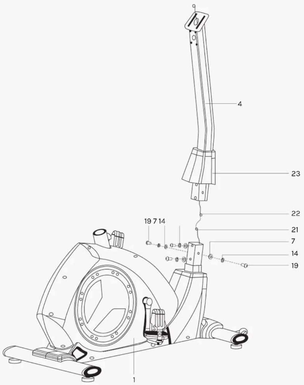 Technical diagram of a mechanical device with numbered parts labeled for identification.