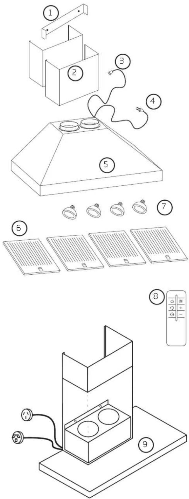 Schweigen CL7375BS - Rangehood (dependent on ranghood chosen) - 1