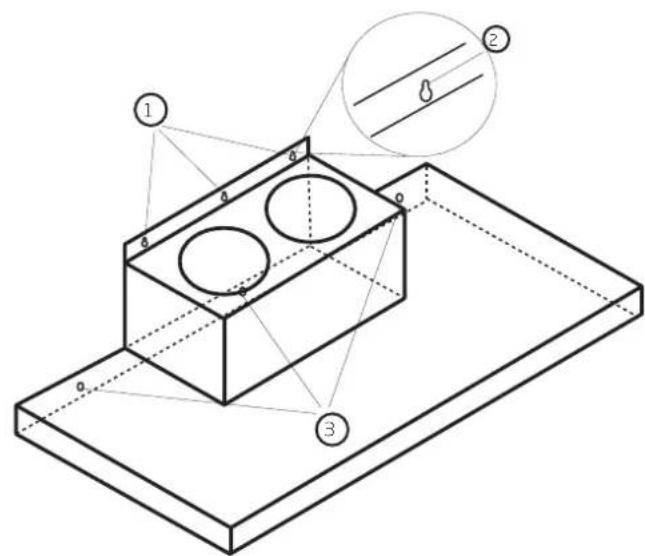 Technical diagram showing a 3D mechanical assembly with labeled components and a magnified inset of a droplet on a surface.