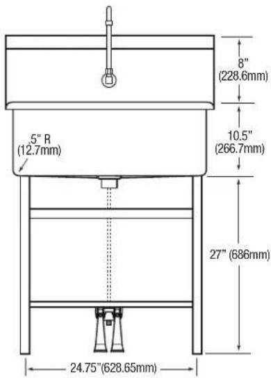 Sani-Lav 532FS - HANDS-FREE FLOOR MOUNT SCRUB SINK - 2