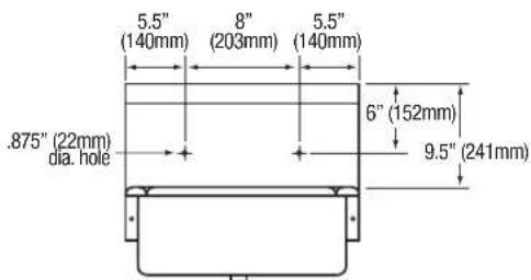 5.5" (140mm) 8" (203mm) 5.5" (140mm) .875" (22mm) dia. hole 6" (152mm) 9.5" (241mm)