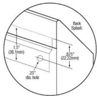 Back Splash 1.5" (38.1mm) .875" (22.22mm) .25" dia. hole
