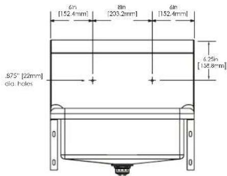 .875" [22mm] dia: holes 6in [152.4mm] 8in [203.2mm] 6in [152.4mm] 6.25in [158.8mm]