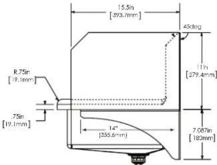 15.5in [393.7mm] 45deg 8.75in [19.1mm] 75in [19.1mm] 11in [279.4mm] 14" [355.6mm] 7.067in [180mm]