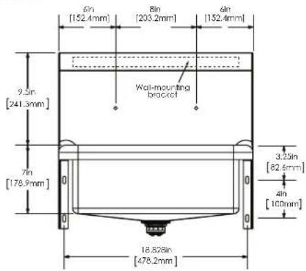 6in [152.4mm] 8in [203.2mm] 6in [152.4mm] 9.5in [241.3mm] Wall-mounting bracket 7in [178.9mm] 3.25in [82.6mm] 4in [100mm] 18.828in [478.2mm]