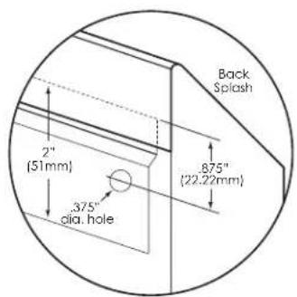 Back Splash 2" (51mm) .875" (22.22mm) .375" dia.hole