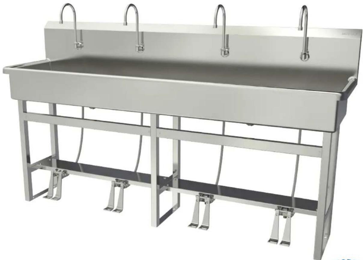 Sani-Lav 58FSL - Operating Manual for 4-Person Hands-Free Floor Mount Stainless Steel Wash Station - 1