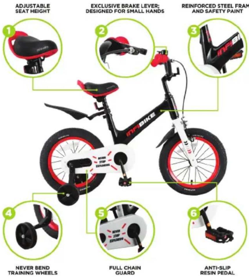 SereneLife SLBKBLK66 - SAFE SIZING FOR JUVENILE AND SIDEWALK BICYCLES - 14