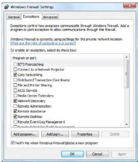 BROTHER MFC-7840WR - Click the Exceptions tab. - 1