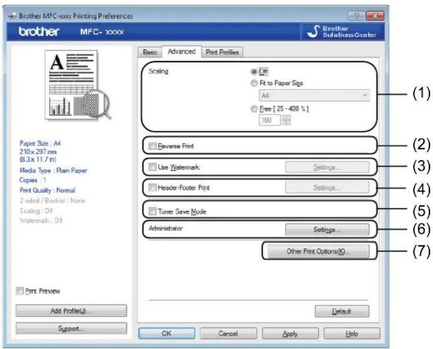 BROTHER MFC-1810R - Advanced tab - 1