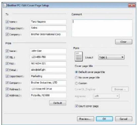 BROTHER MFC-1810R - Setting up a cover page - 1