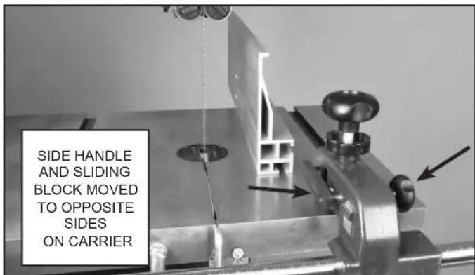 RIKON 10-342 - To change the fence from the left side of the carrier to the right side for using the rip fence to the right of the blade: - 4