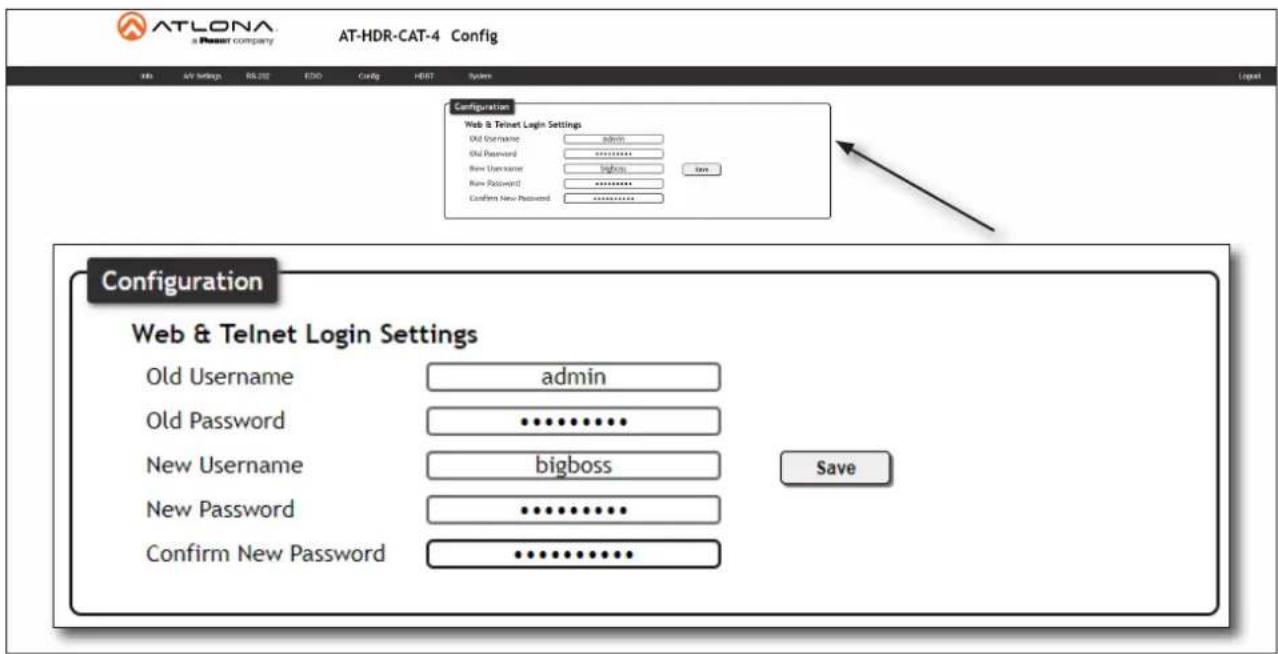Atlona AT-HDR-CAT-8 - Changing the Username and Password - 1