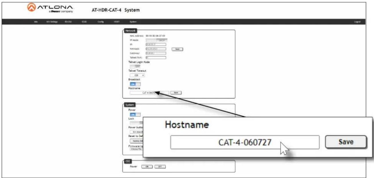 Atlona AT-HDR-CAT-8 - Setting the Host Name - 1