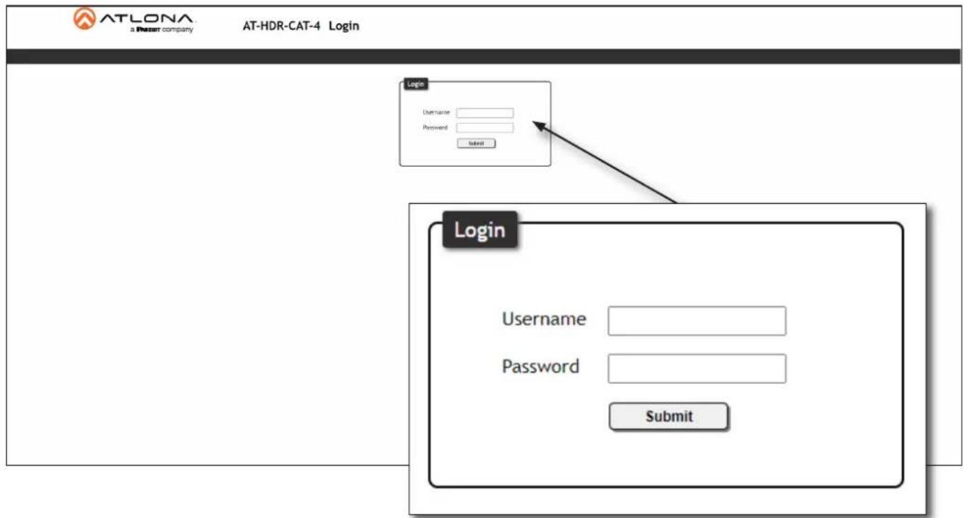 Atlona AT-HDR-CAT-8 - Login page - 1