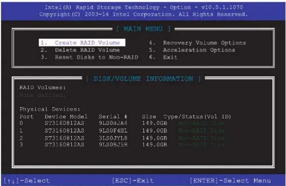 ASUS WS660T - 進入 Intel® Rapid Storage Technology enterprise SATA Option ROM 公用程式 - 1
