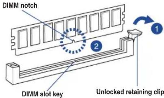 ASUS WS470T - Installing a DIMM on a single clip DIMM socket - 2