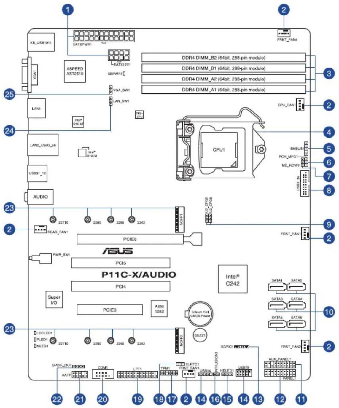 ASUS WS470T - Motherboard layout - 1