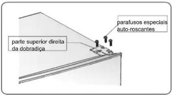parte superior direita da dobradiça parafusos especiais auto-roscantes