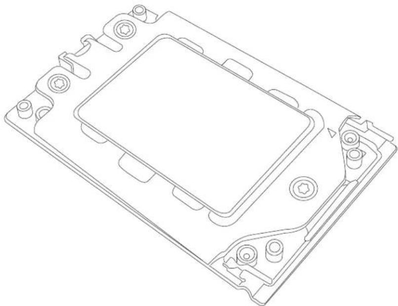 Technical line drawing of a mechanical component with mounting holes and a central square feature (no text or symbols)