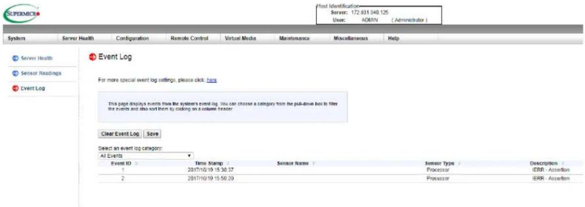 Supermicro SuperServer 2029U-E1CR4T - Check IPMI Error Log - 1