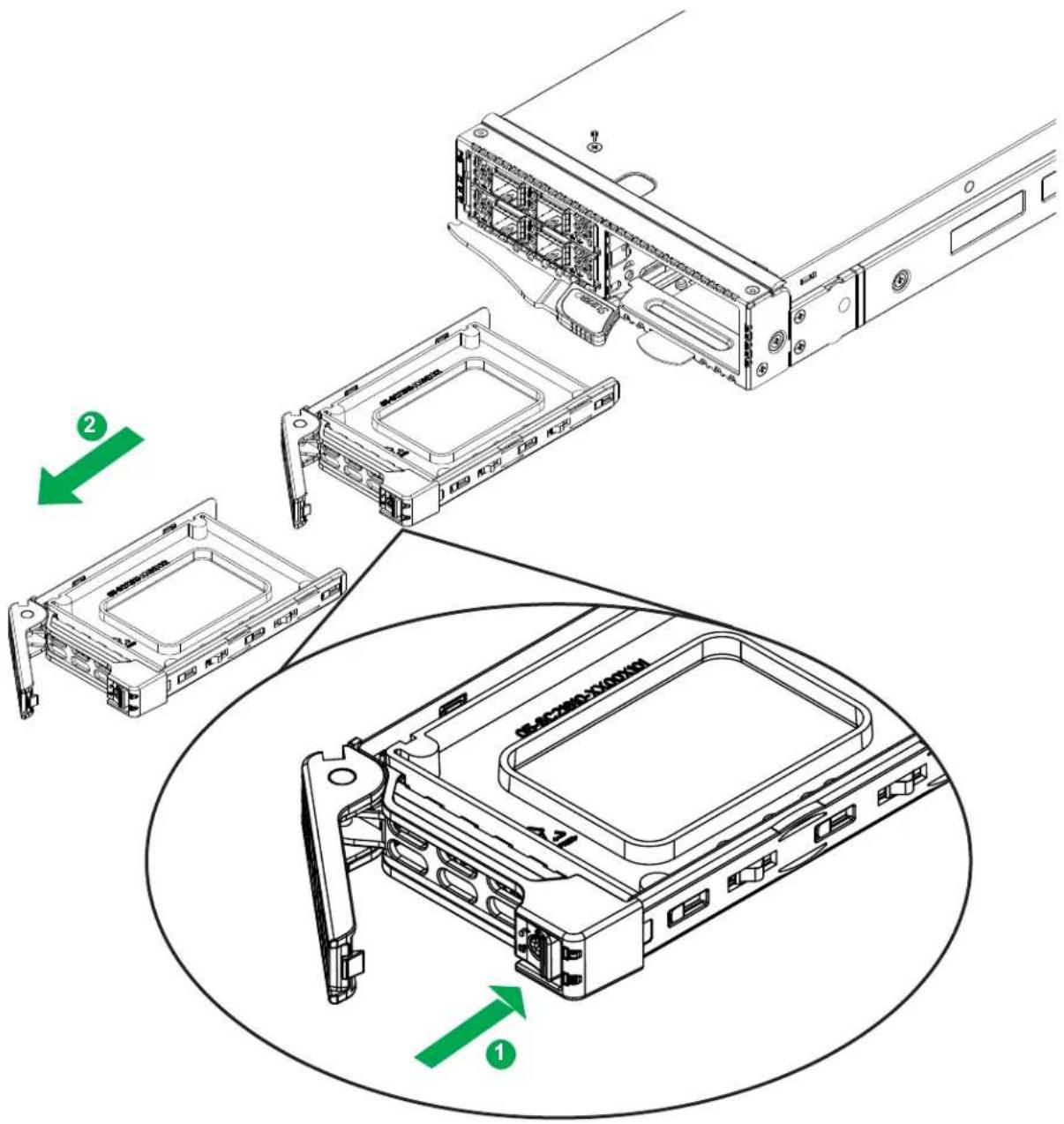 Supermicro SuperBlade SBS-820H-4114S - Removing a Hot-Swap Drive Carrier from the Chassis - 1