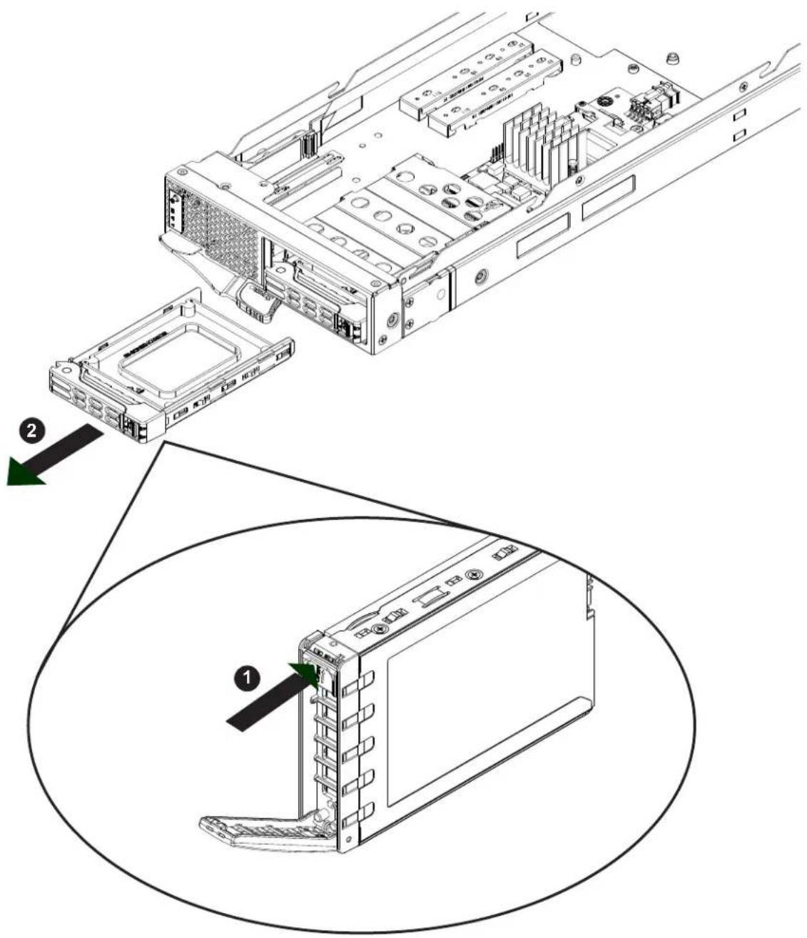 Supermicro SBA-4119S-C2N - Removing a Hot-Swap Drive Carrier from the Chassis - 1