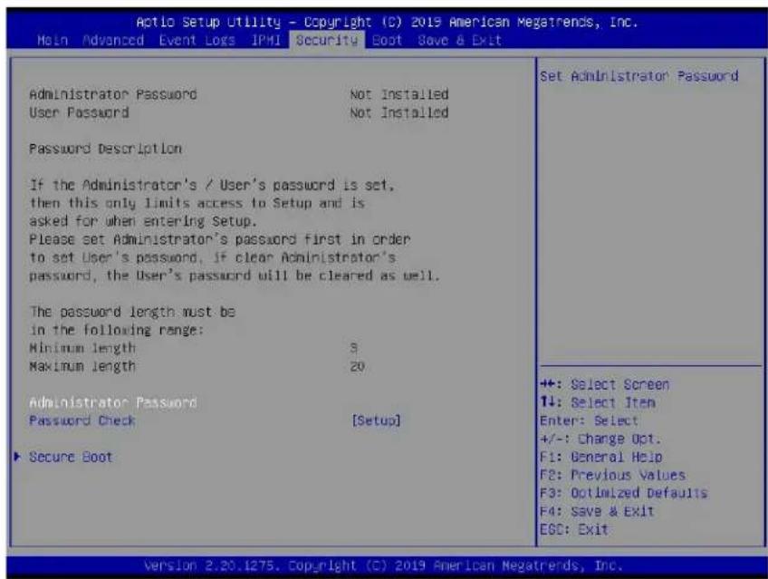 Supermicro SuperServer 1029UX-LL2-C16 - Security Settings - 1