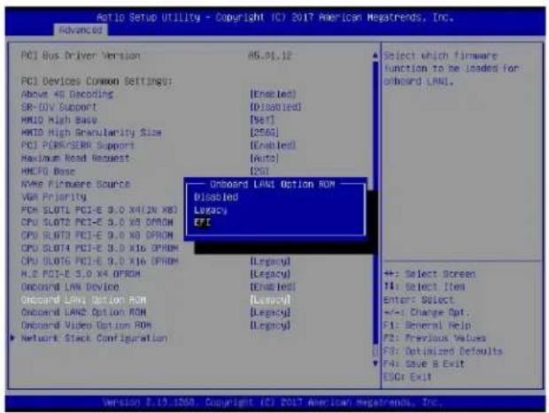 Supermicro X11DPFF-SN - Onboard LAN1 Option ROM (available when NIC(s) is(are) detected by the system) - 1