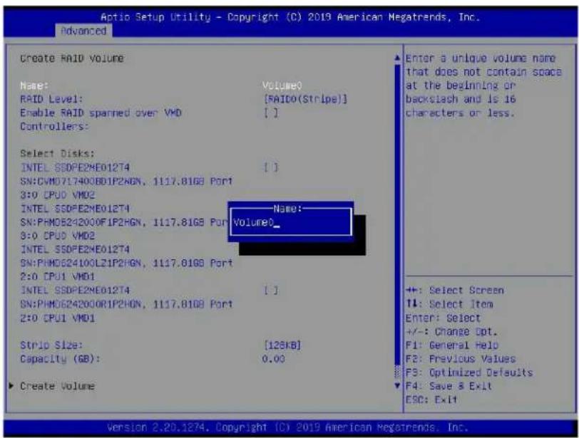 Supermicro X11DPFF-SN - To Enter a Name for the RAID Volume - 1