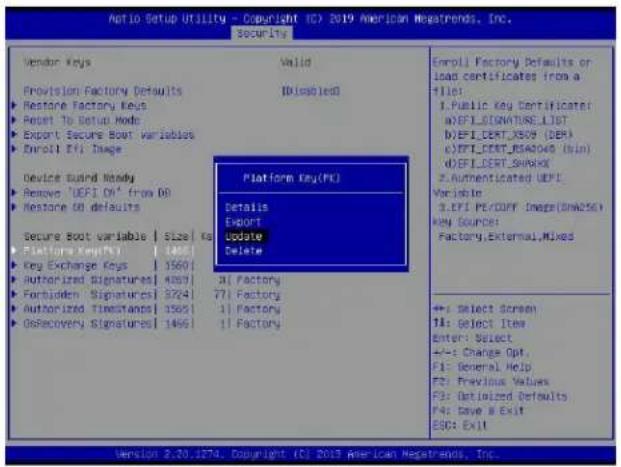 Supermicro X11DPFF-SN - ▶ Platform Key (PK) - 6