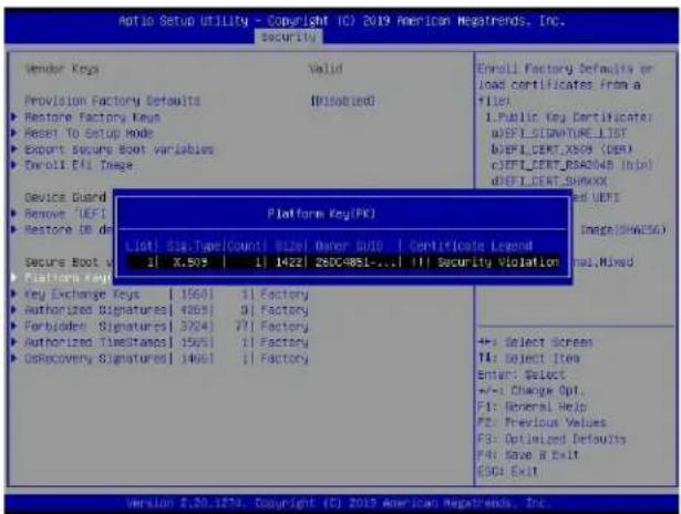 Supermicro X11DPFF-SNR - ▶ Platform Key (PK) - 2
