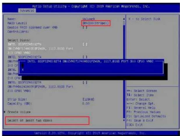 Supermicro X11DPFF-SNR - To Select Disks for the RAID Volumes - 1