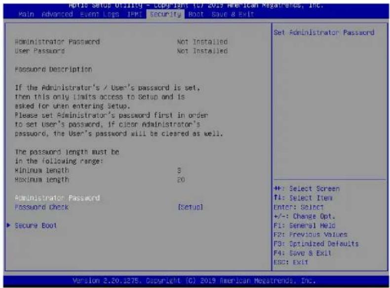 Supermicro X11DPFF-SNR - Security Settings - 1