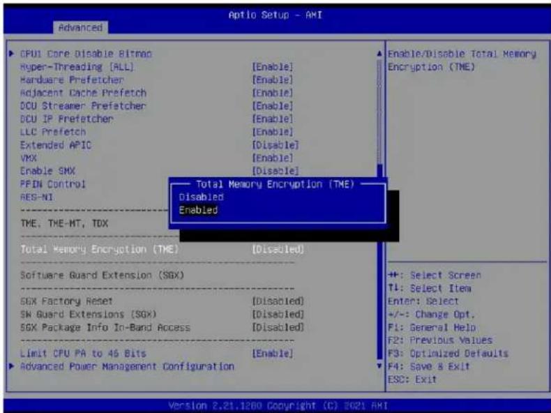 Supermicro X12DPG-QBT6 - Total Memory Encryption (TME) (Available when your CPU supports Intel TME) - 1