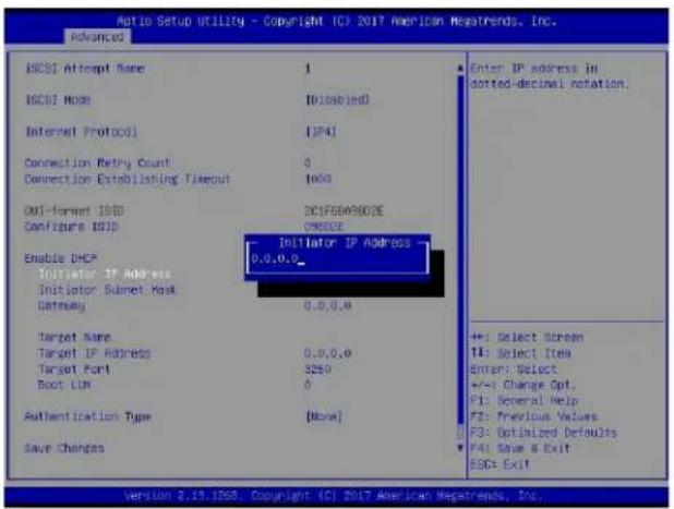 Supermicro X11DPD-M25 - Initiator IP Address (available when Enable DHCP is set to Disabled) - 1