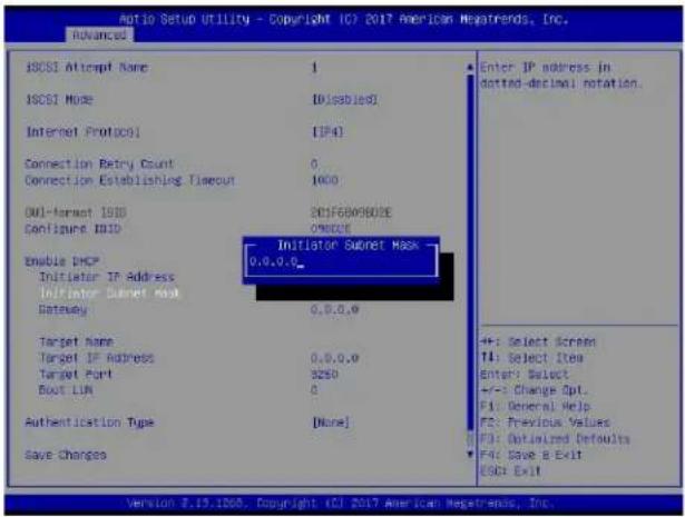 Supermicro X11DPD-M25 - Initiator Subnet Mask (available when Enable DHCP is set to Disabled) - 1