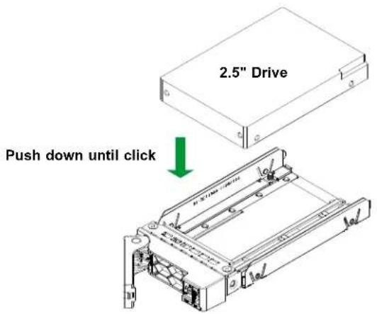 Supermicro SuperServer SYS-211GT-HNC8R - Installing a 2.5" Drive into the Drive Tray - 1