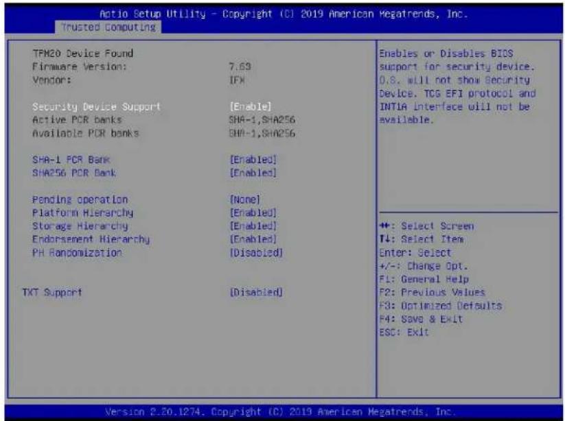 Supermicro X11DPS-RE - ▶Trusted Computing (Available when a TPM device is installed and detected by the BIOS) - 1