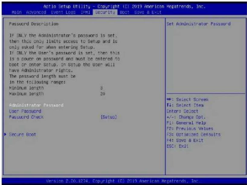 Supermicro X11DPS-RE - Security Settings - 1