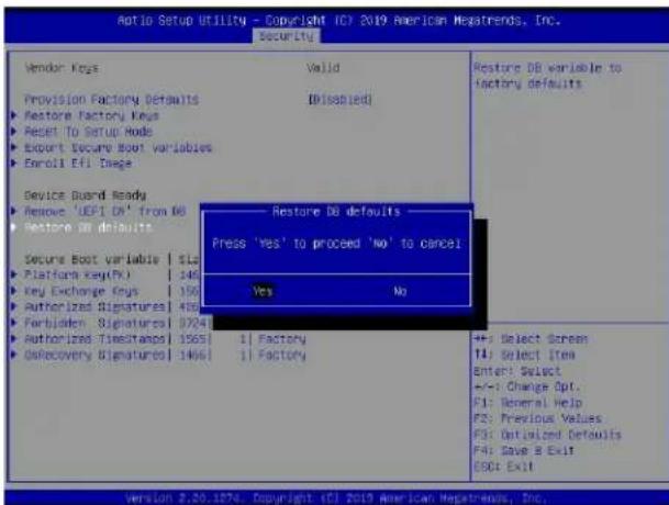 Supermicro X11DPS-RE - ▶Remove 'UEFI CA' from DB (available when the system is not in Device Guard Ready) - 2