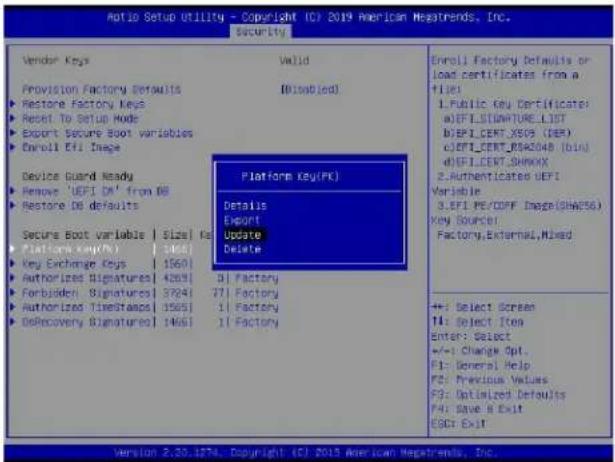 Supermicro X11DPS-RE - ▶ Platform Key (PK) - 6