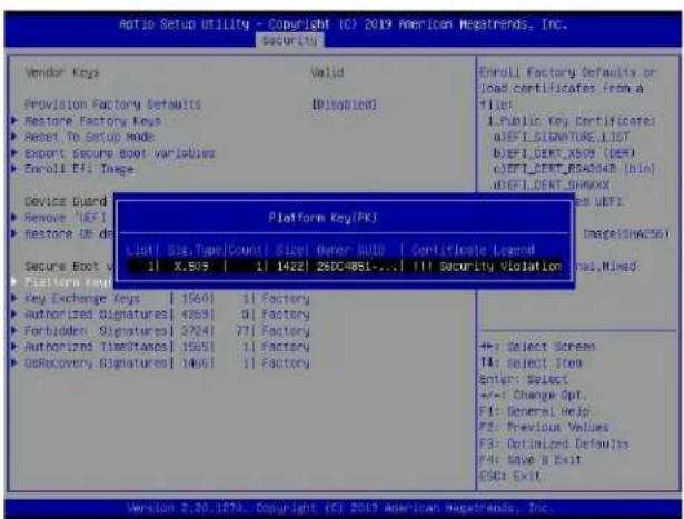 Supermicro X11DPS-RE - ▶ Platform Key (PK) - 2