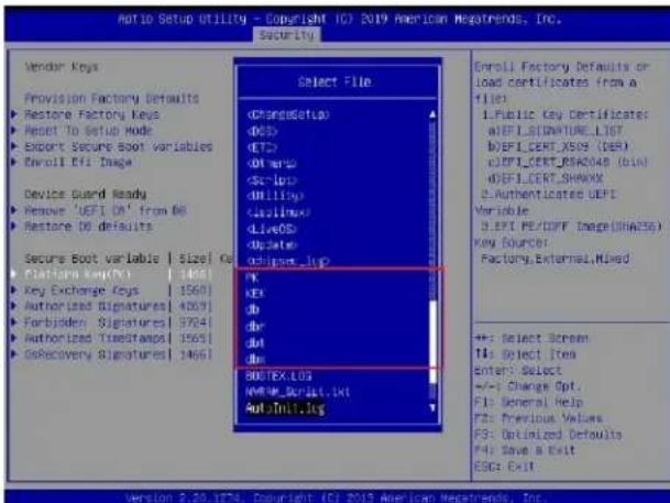 Supermicro X11DPS-RE - ▶ Platform Key (PK) - 10