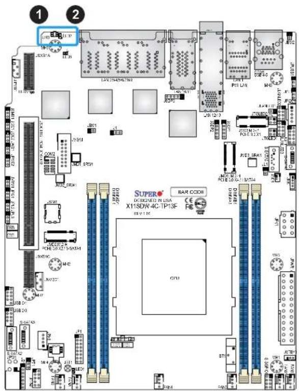 Supermicro X11SDW-14C-TP13F - Unit Identifier Button/UID LED Indicator - 2