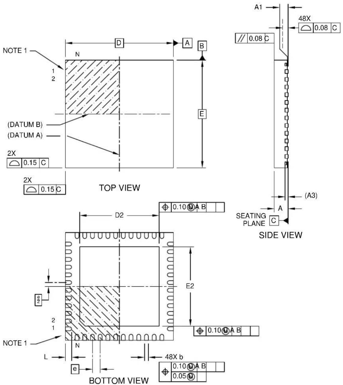 Microchip ATSAMD20E17 - 48-Lead Very Thin Quad Flat Pack No-Leads (T3B) 7x7x0.9 mm [VQFN] With 5.15x5.15 mm Exposed Pad; Atmel Legacy Global Package Code ZLG - 1