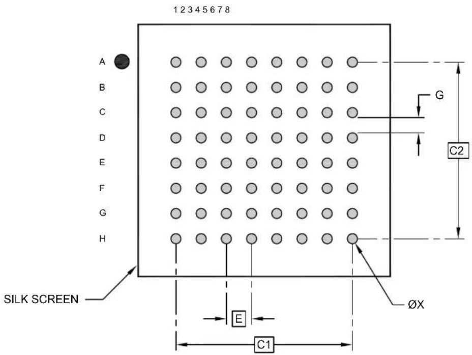 Microchip ATSAMD20G17 - 64-Ball Ultra Thin Fine-Pitch Ball Grid Array Package (BQB) - 5x5x0.65 mm Body [UFBGA]; Atmel Legacy Global Package Code CAH - 1