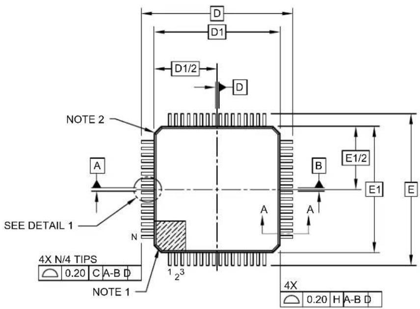 Microchip ATSAMD20G18 - 64-Lead Plastic Thin Quad Flatpack (PT)-10x10x1 mm Body, 2.00 mm Footprint [TQFP] - 1